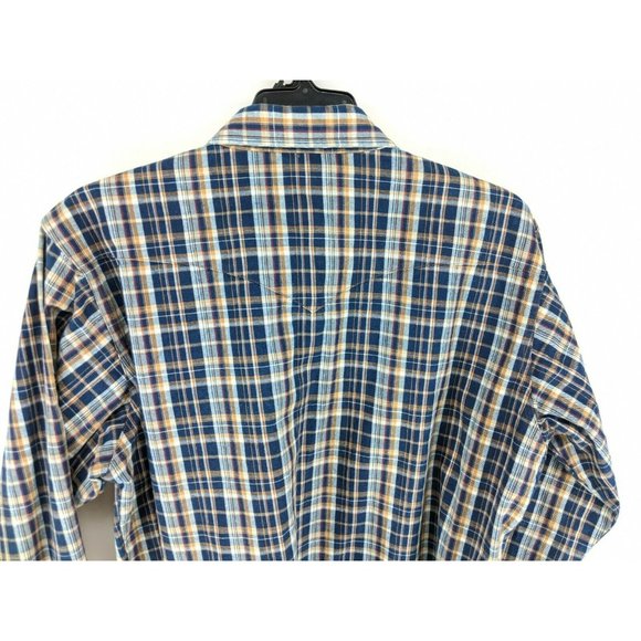 Wrangler Pearl Snap Western Shirt Men's SIze XL Blue Plaid - Picture 4 of 6